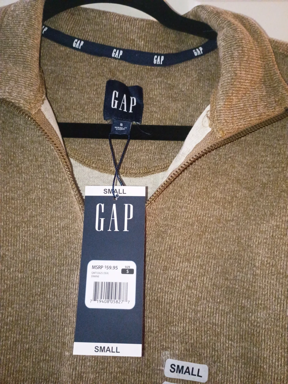 GAP Men's Oatmeal Quarter-Zip Sweater